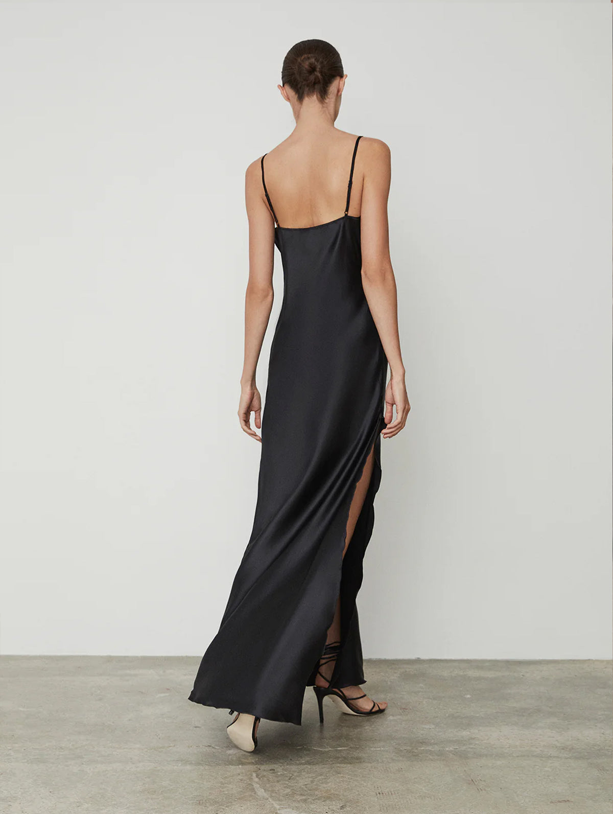 Sadie Silk Slip Dress in Black