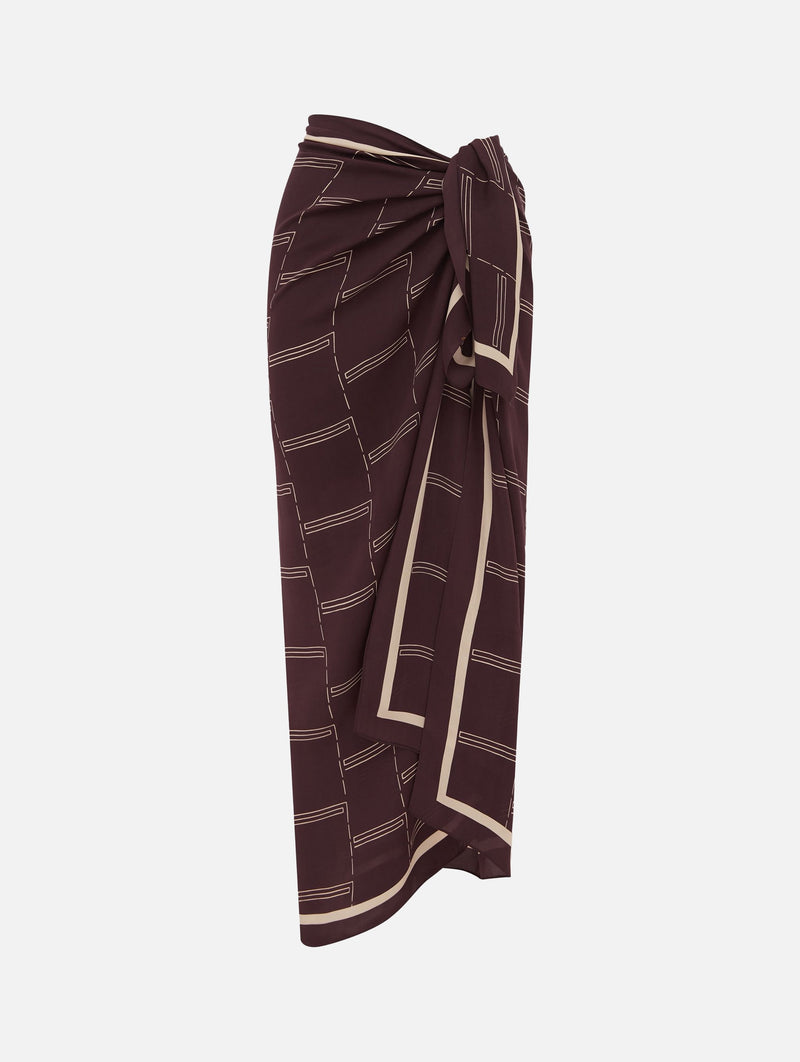 Silk Sarong in Bamboo Aubergine