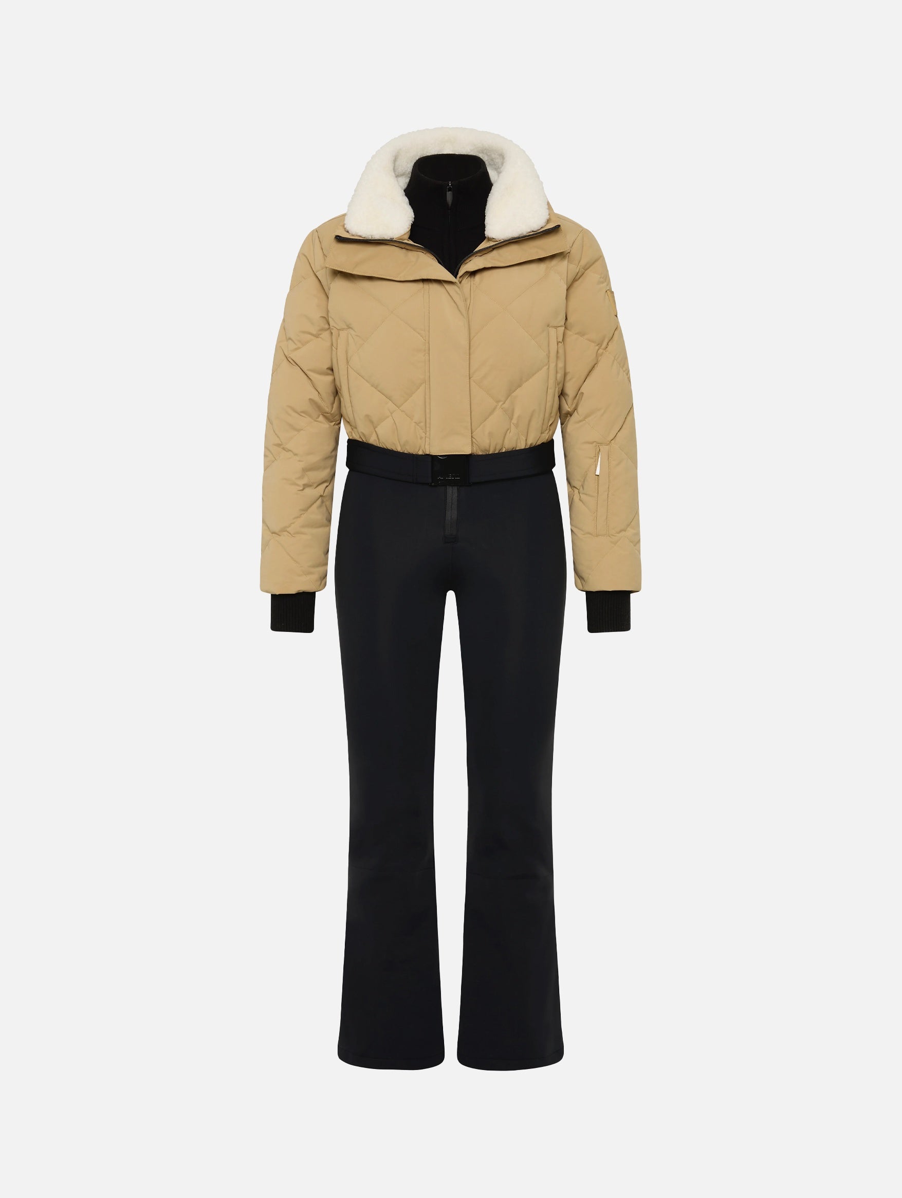 Saskia Ski Suit in Tan and Black
