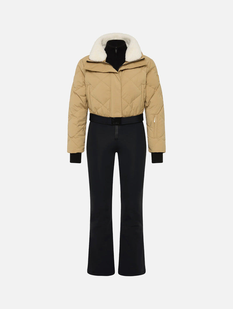 Saskia Ski Suit in Tan and Black