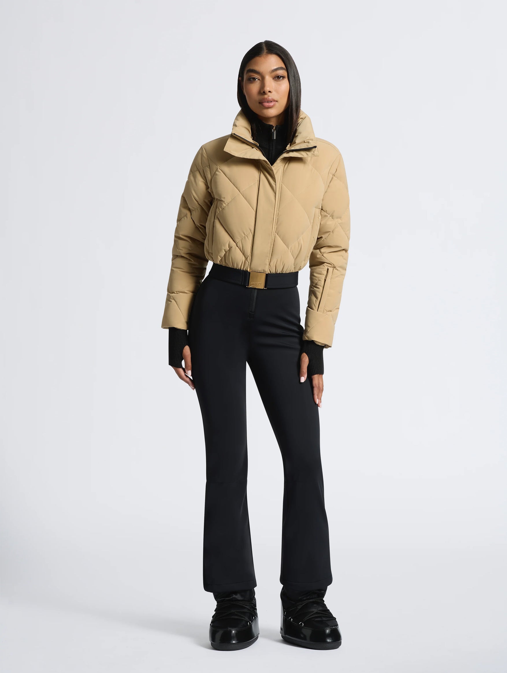 Saskia Ski Suit in Tan and Black