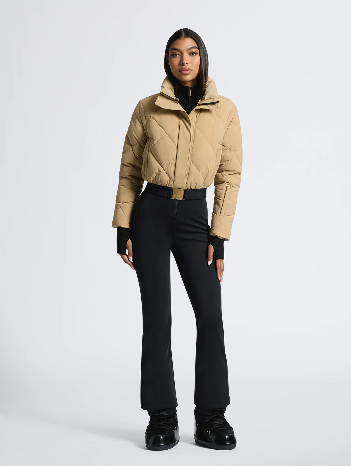 Saskia Ski Suit in Tan and Black