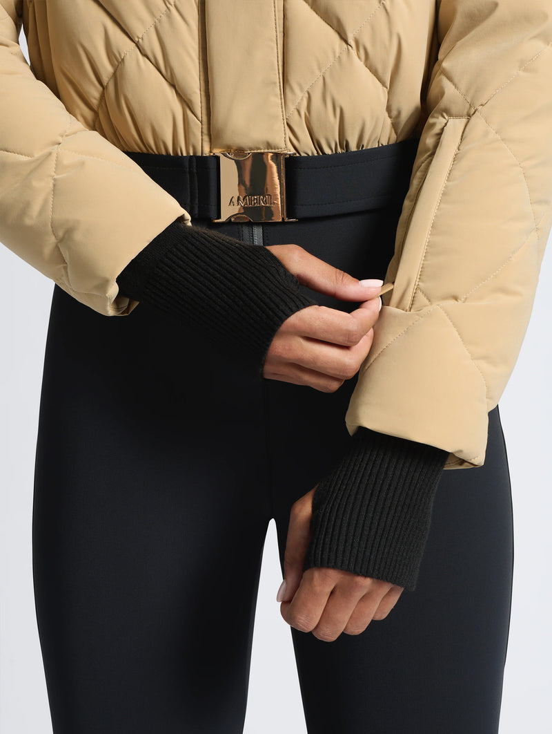 Saskia Ski Suit in Tan and Black