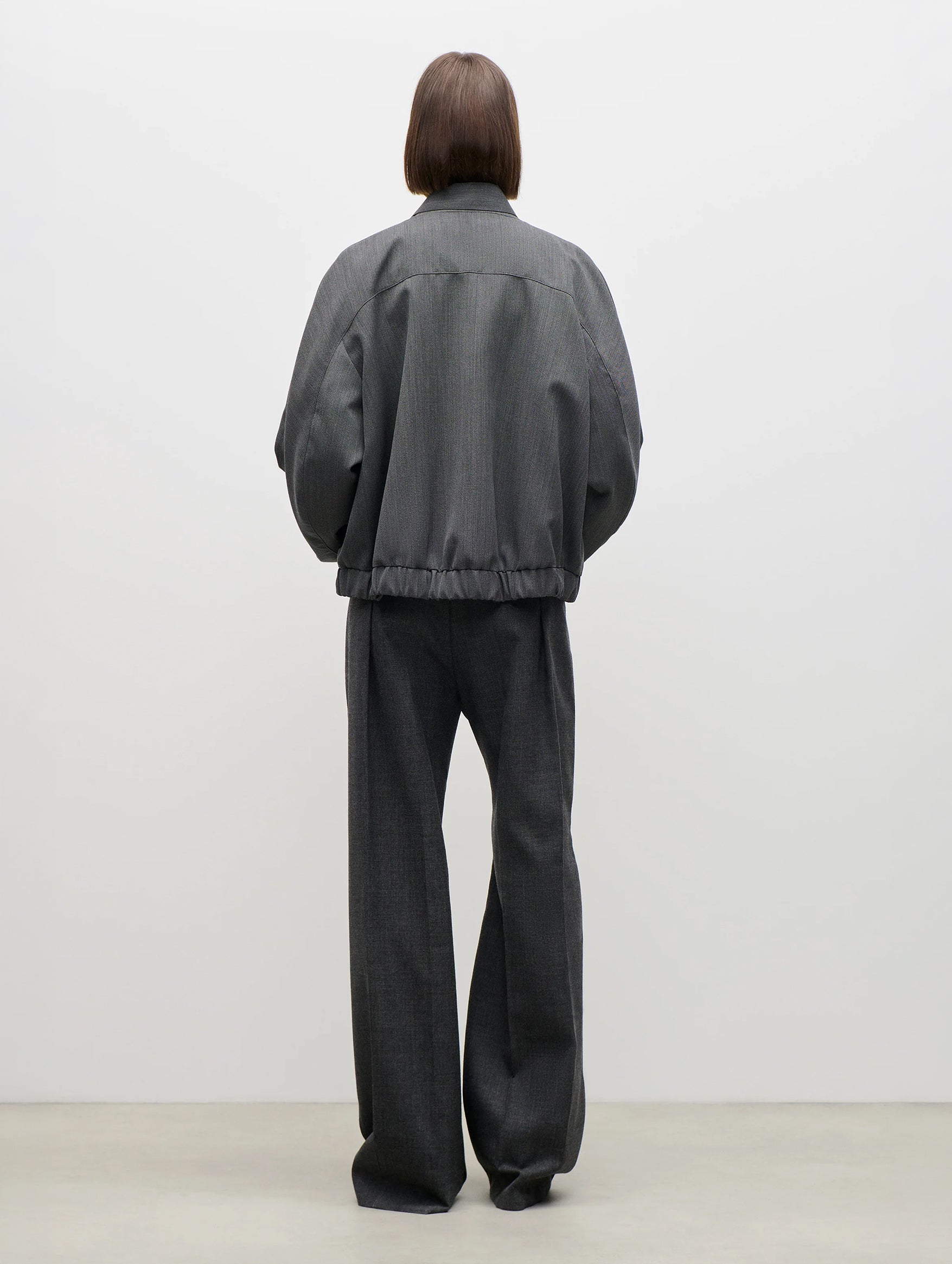 Scarf Bomber Jacket in Ash Melange