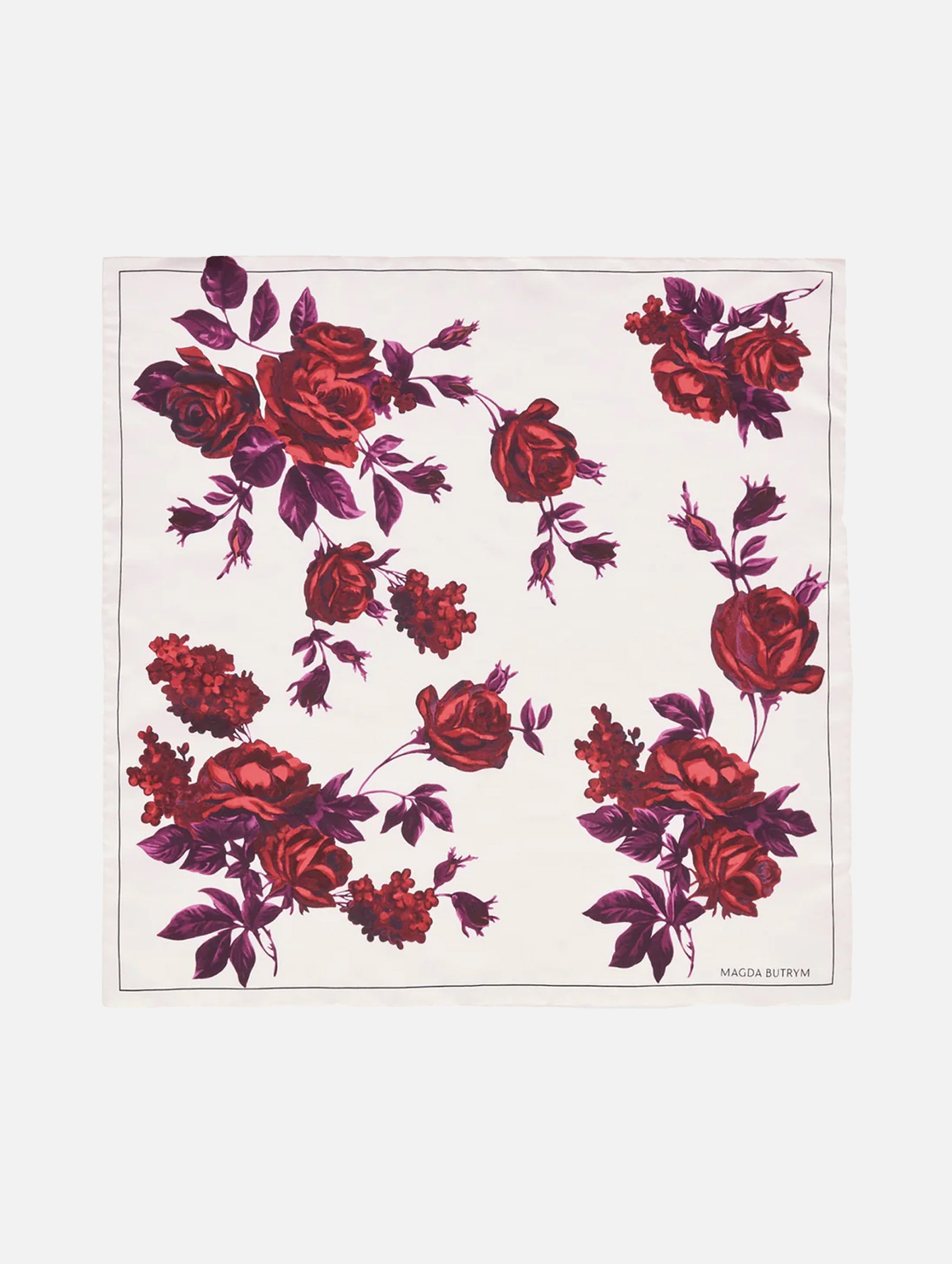 Floral Print Silk Scarf in Violet