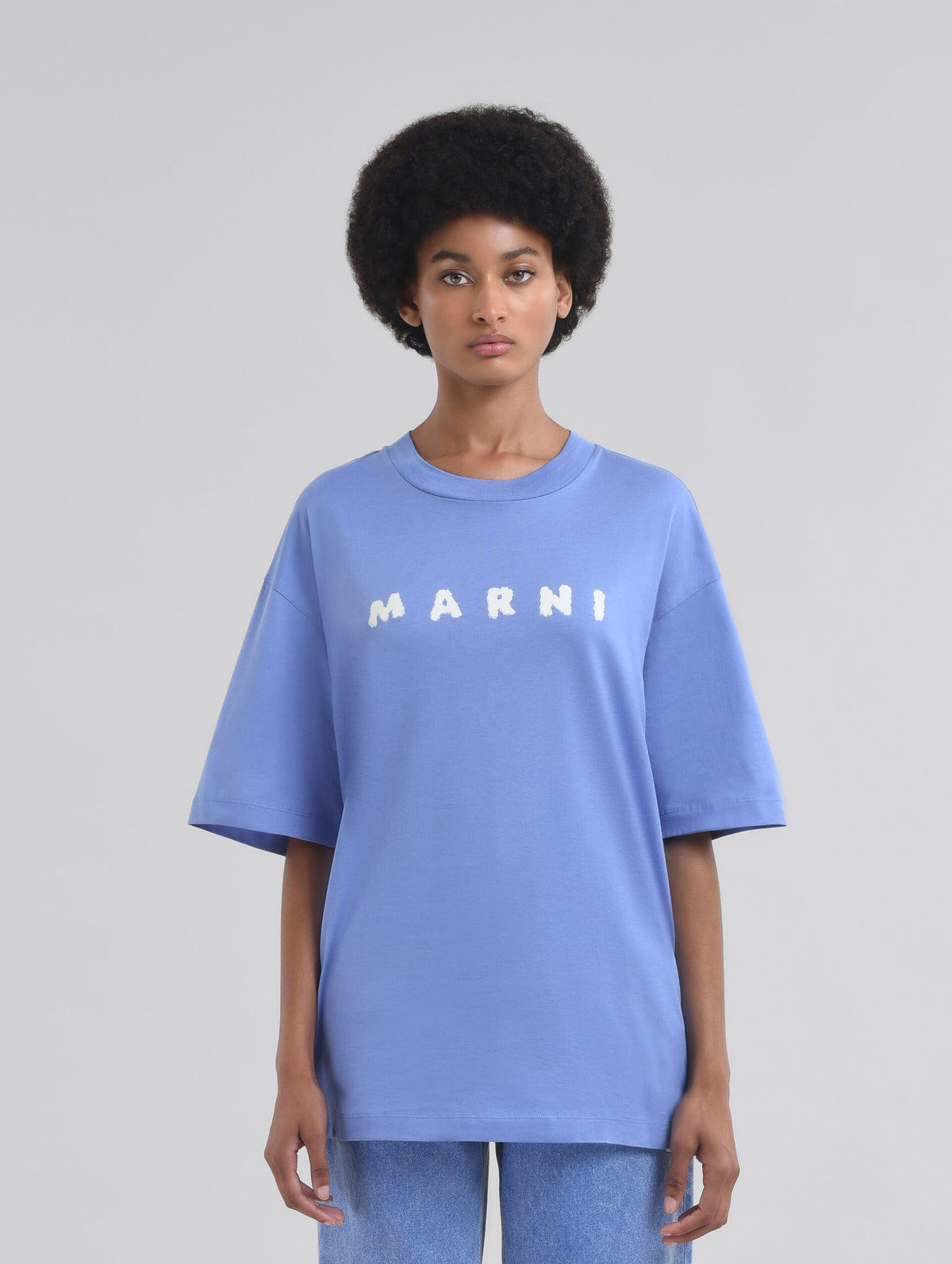 Scribbled Logo T-shirt in Blue Lilac