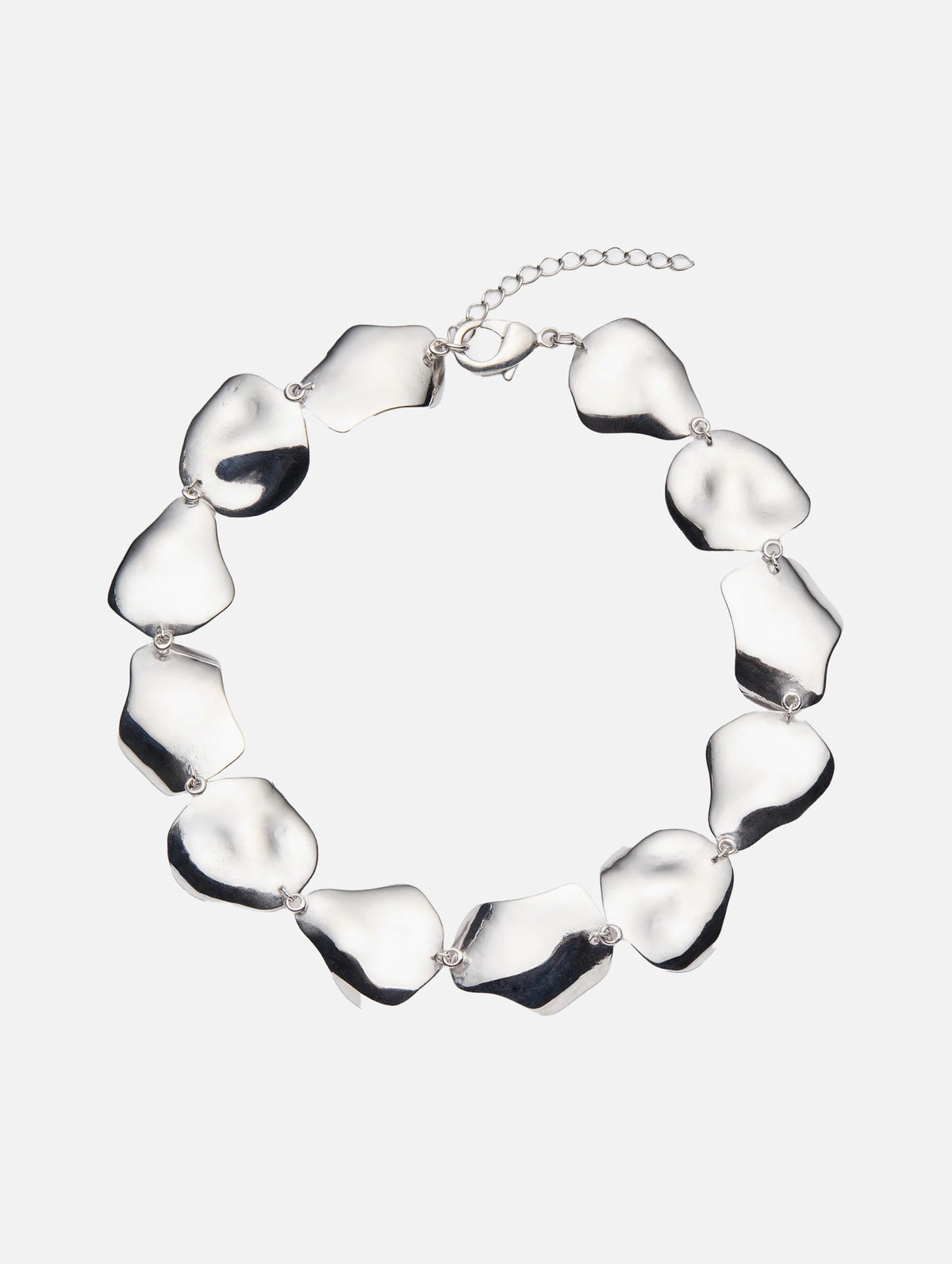 Sculpted Petal Link Necklace in Silver