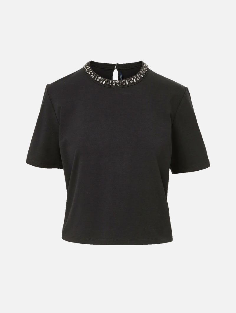Sebastian Embellished T-Shirt in Black