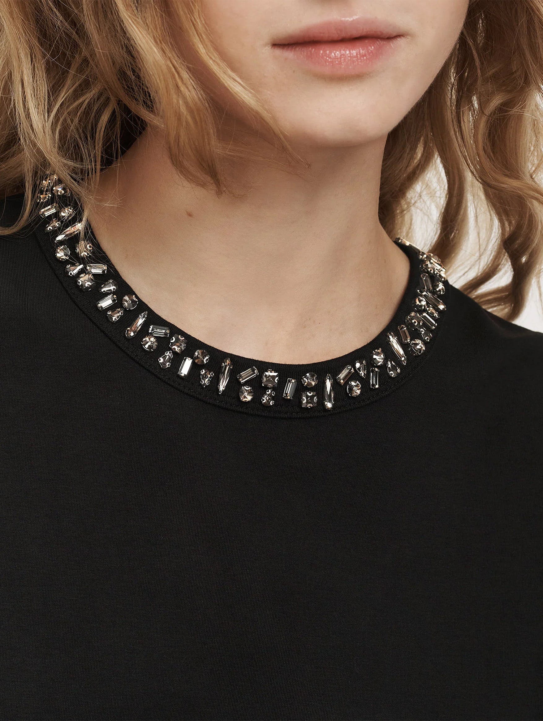 Sebastian Embellished T-Shirt in Black