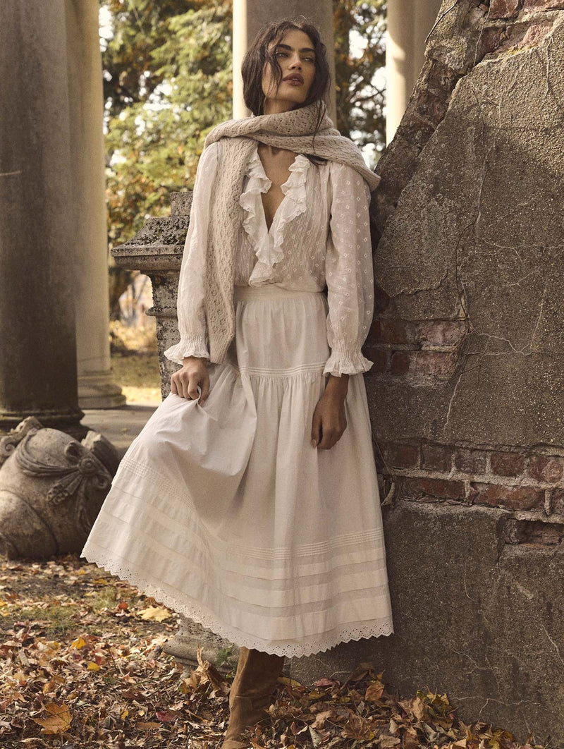 Sebastiane Cotton Skirt in Salt