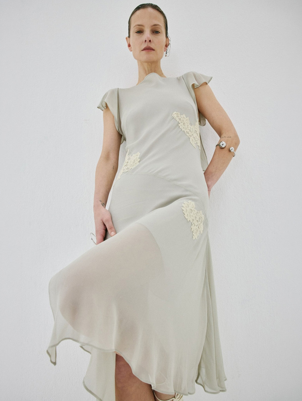 Serene Midi Dress in Stone Beige