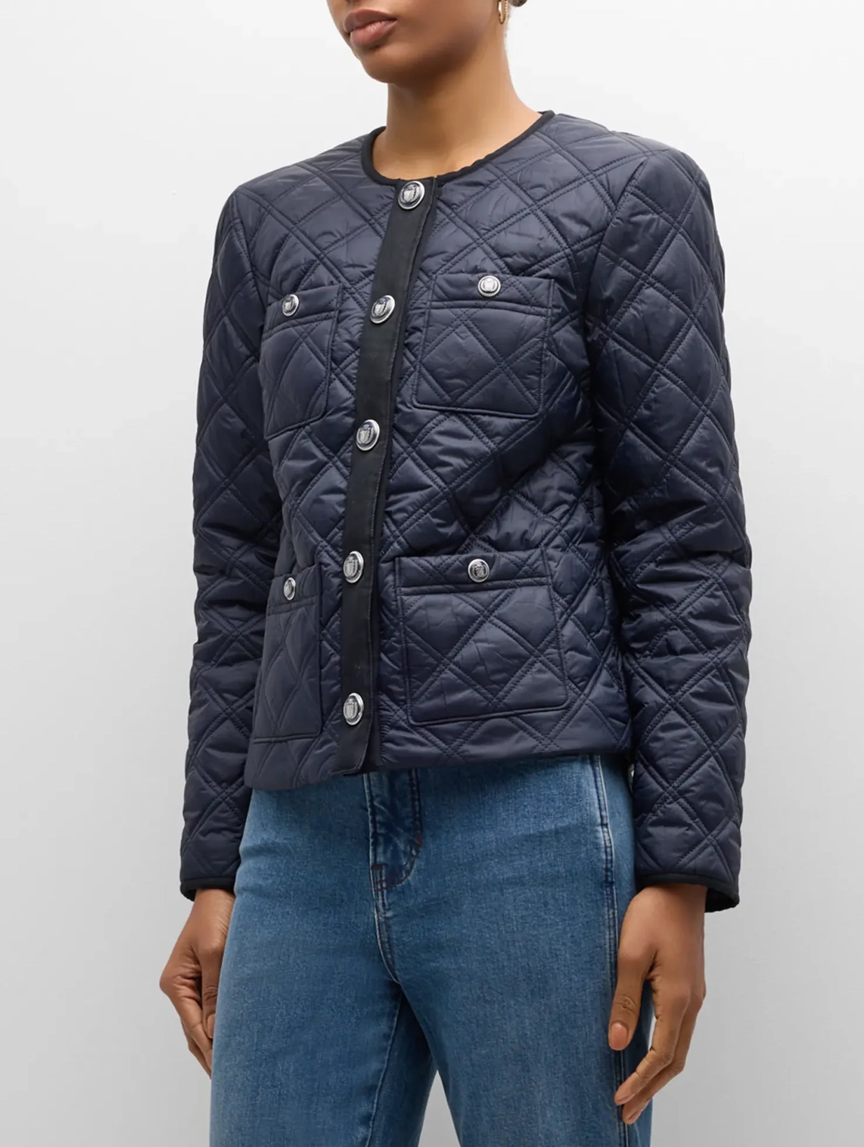 Shalia Quilted Jacket in Navy