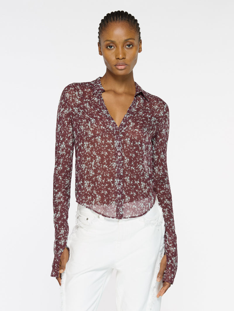 Sheer Silk Shirt in Italian Floral
