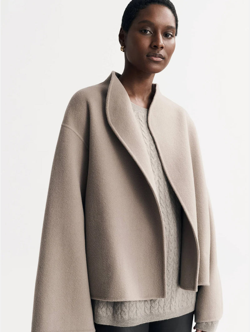 Signature Short Jacket in Dark Sand