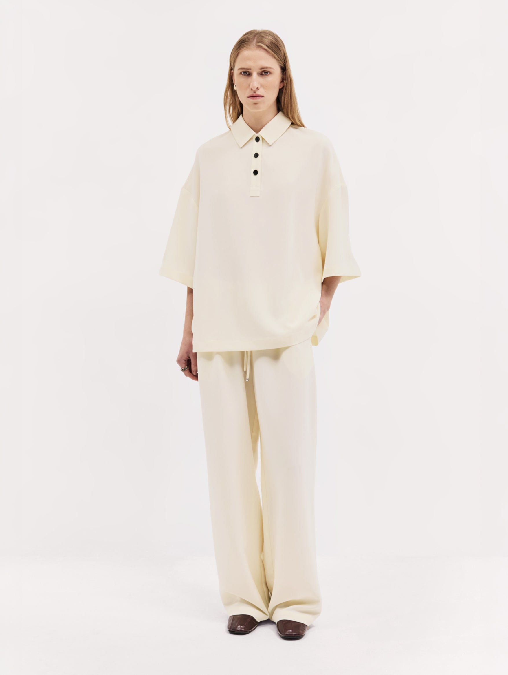 Short Sleeve Orwell Polo in Bone