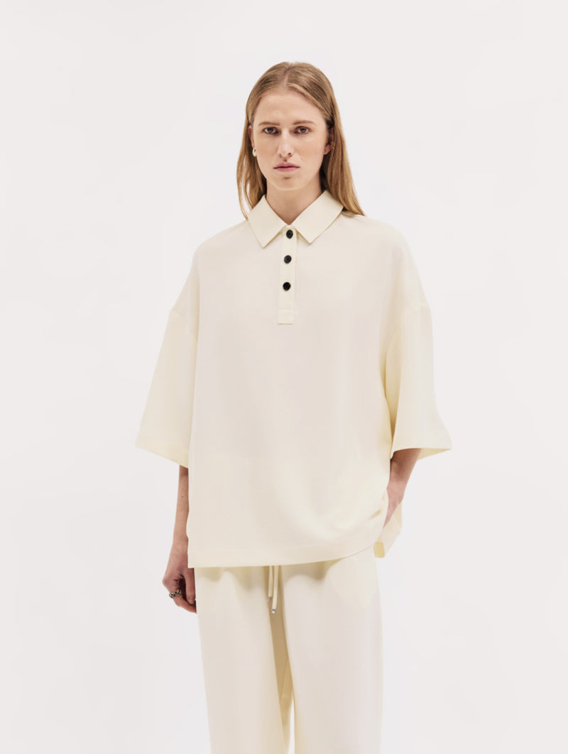 Short Sleeve Orwell Polo in Bone