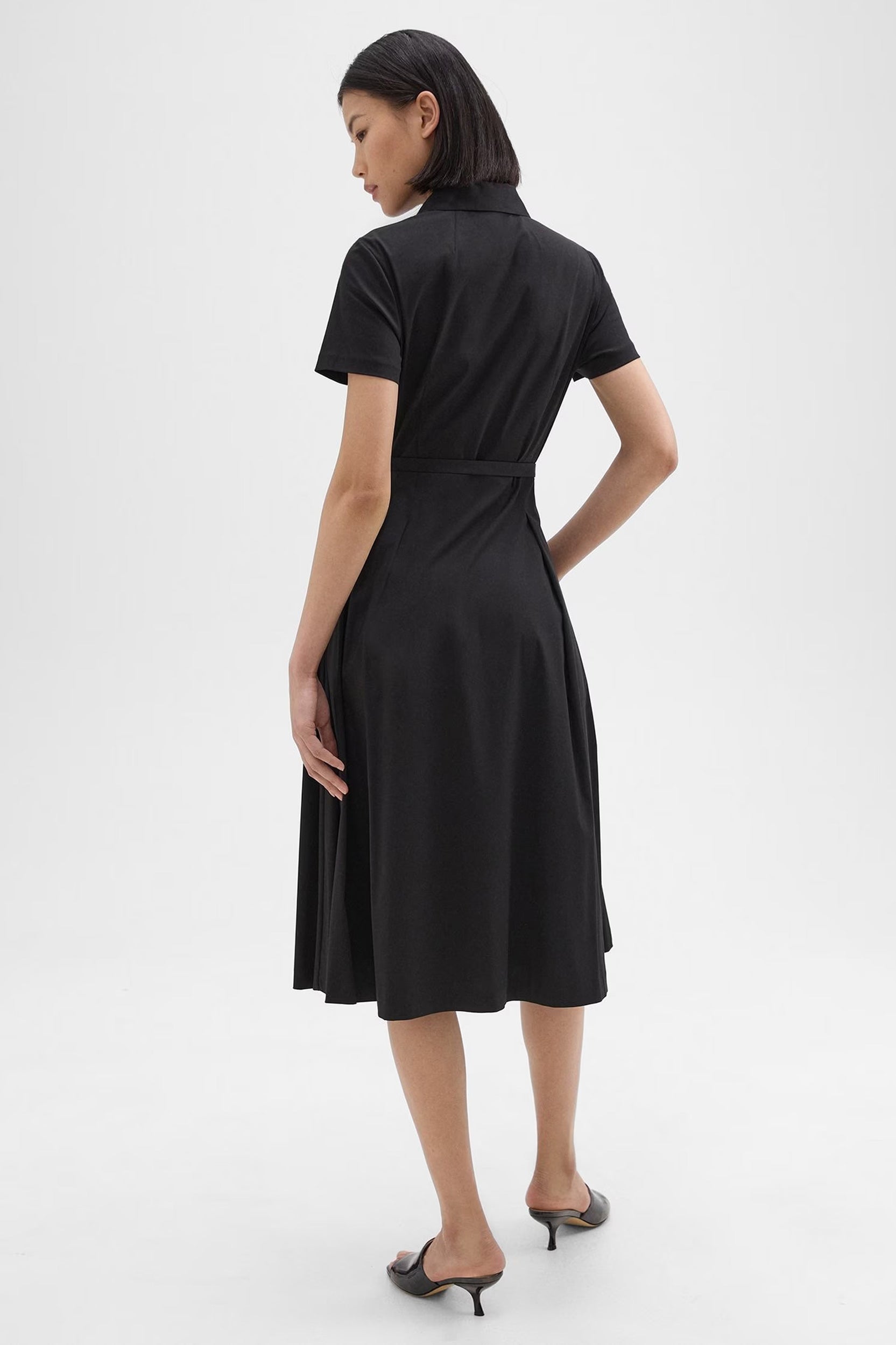 Good Cotton Short-Sleeve Shirt Dress in Black