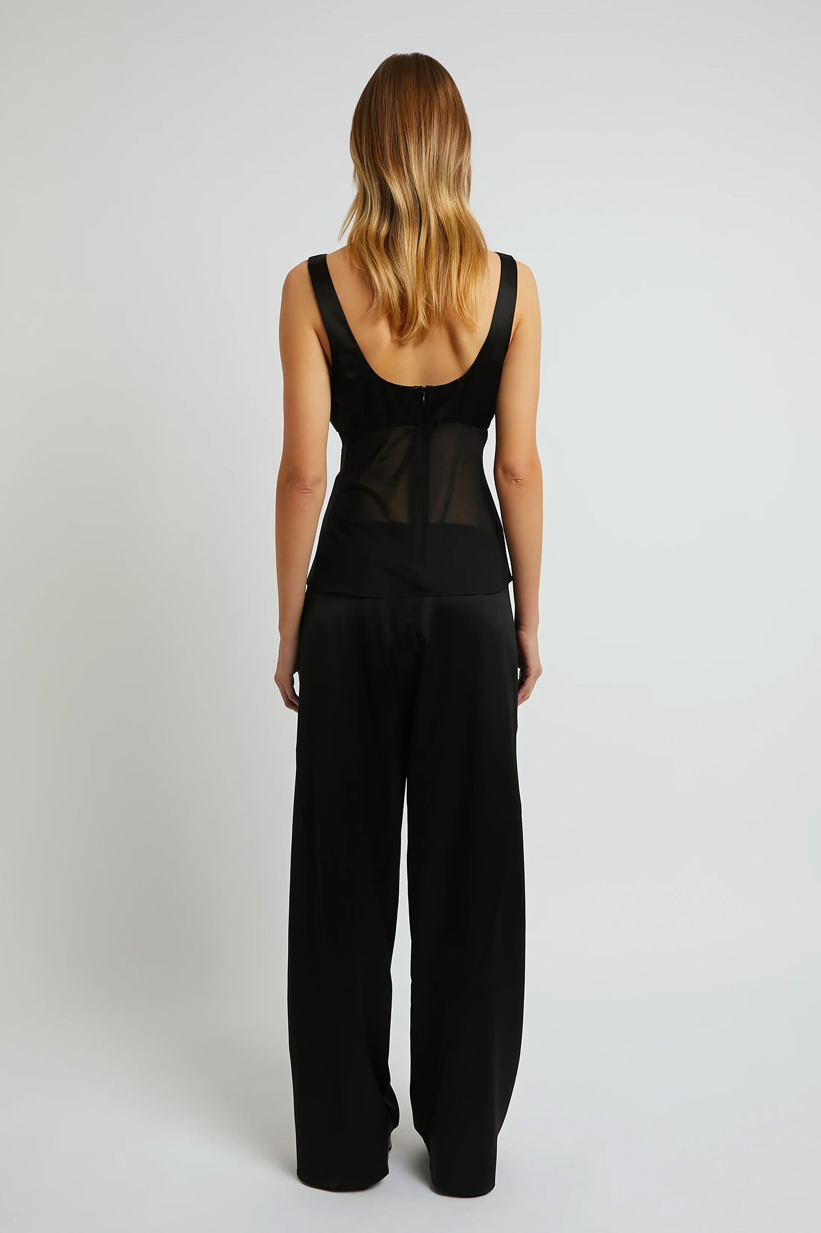 Silk Bias Trouser in Black