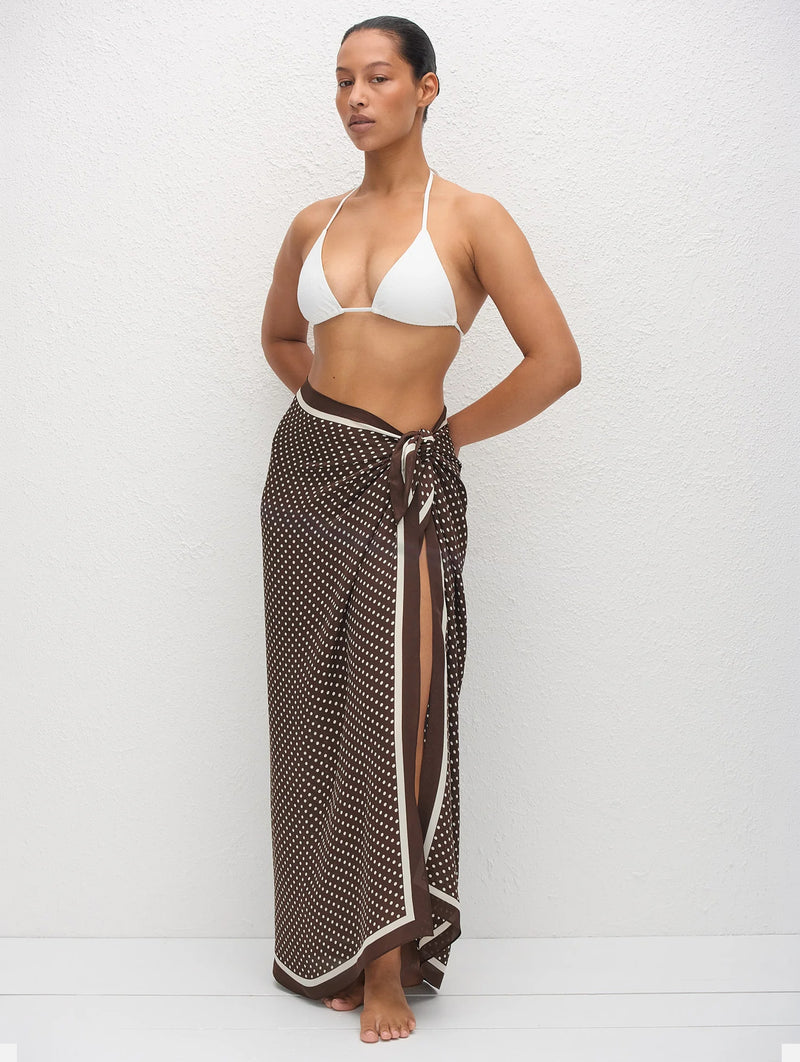 Silk Sarong in Polka Dot Chocolate