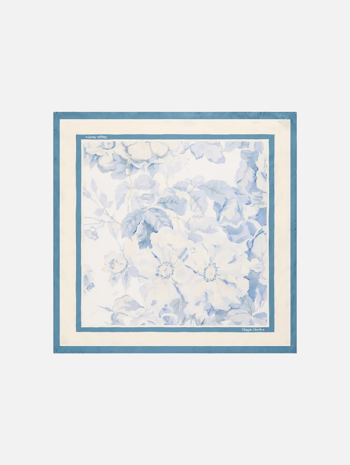 Silk Scarf in Vintage Blue Floral