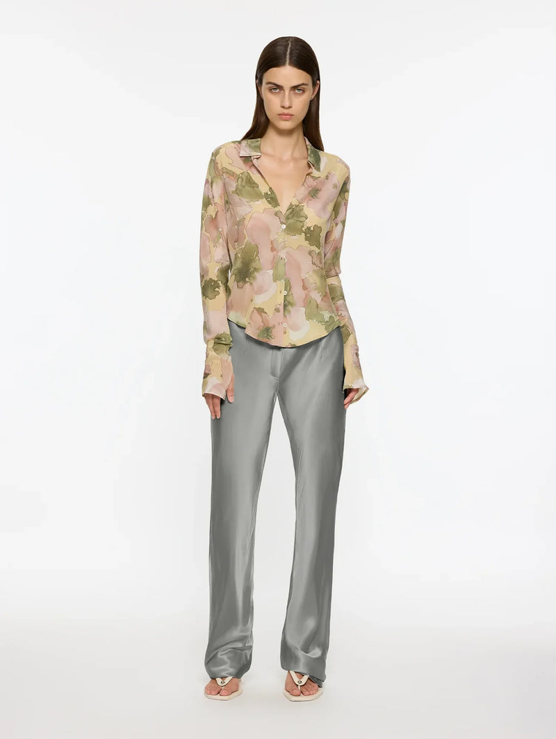 Sheer Silk Shirt in Floral Print