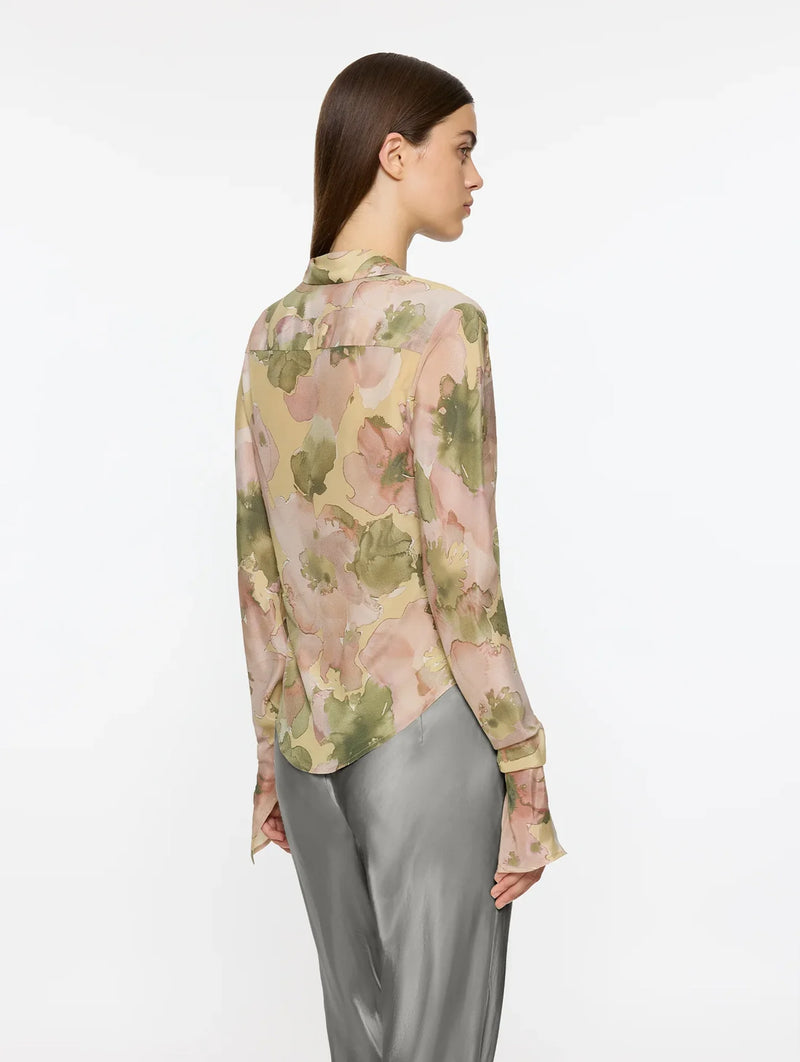 Sheer Silk Shirt in Floral Print