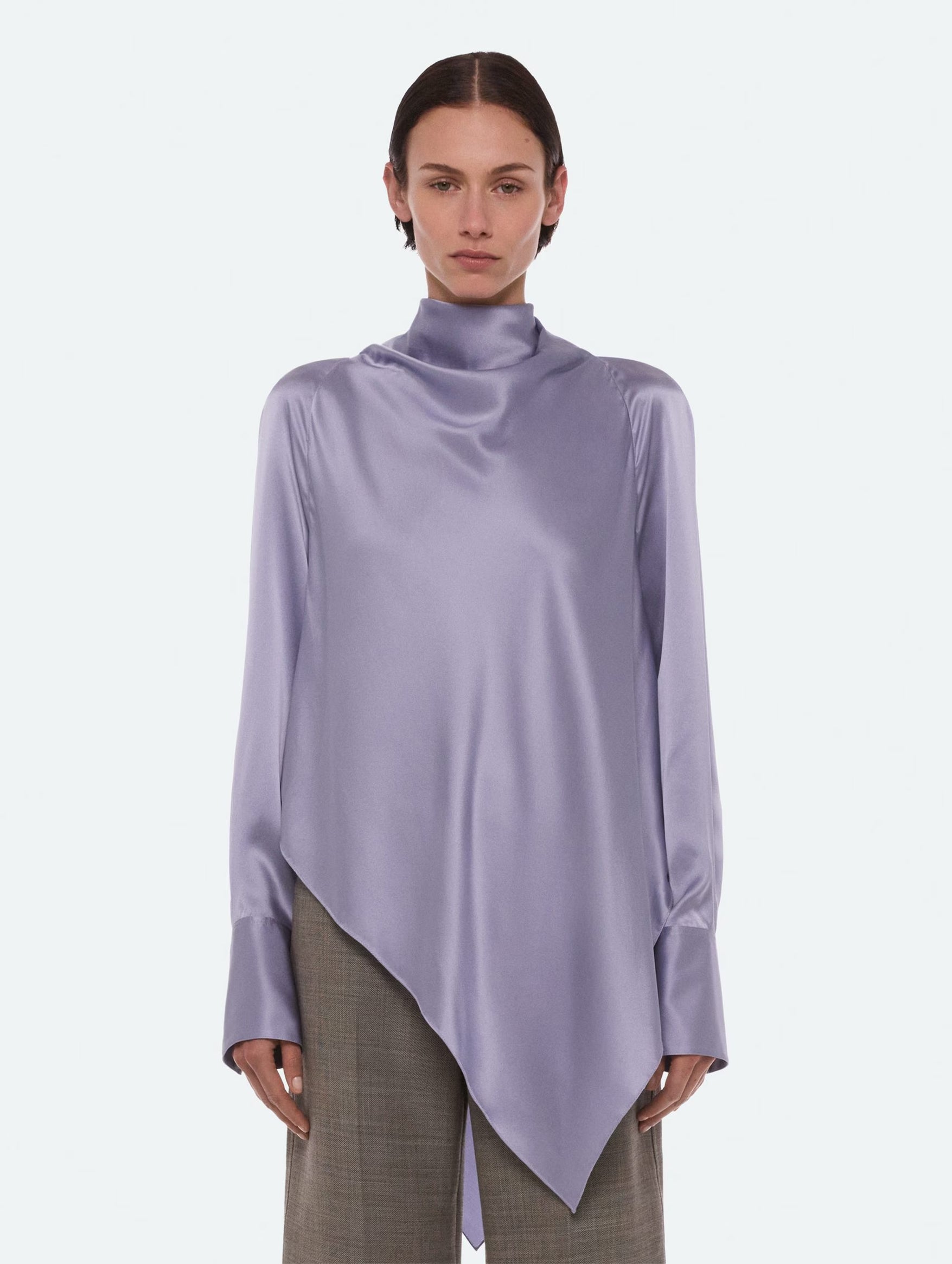 Silk Tie Neck Top in Aleutian