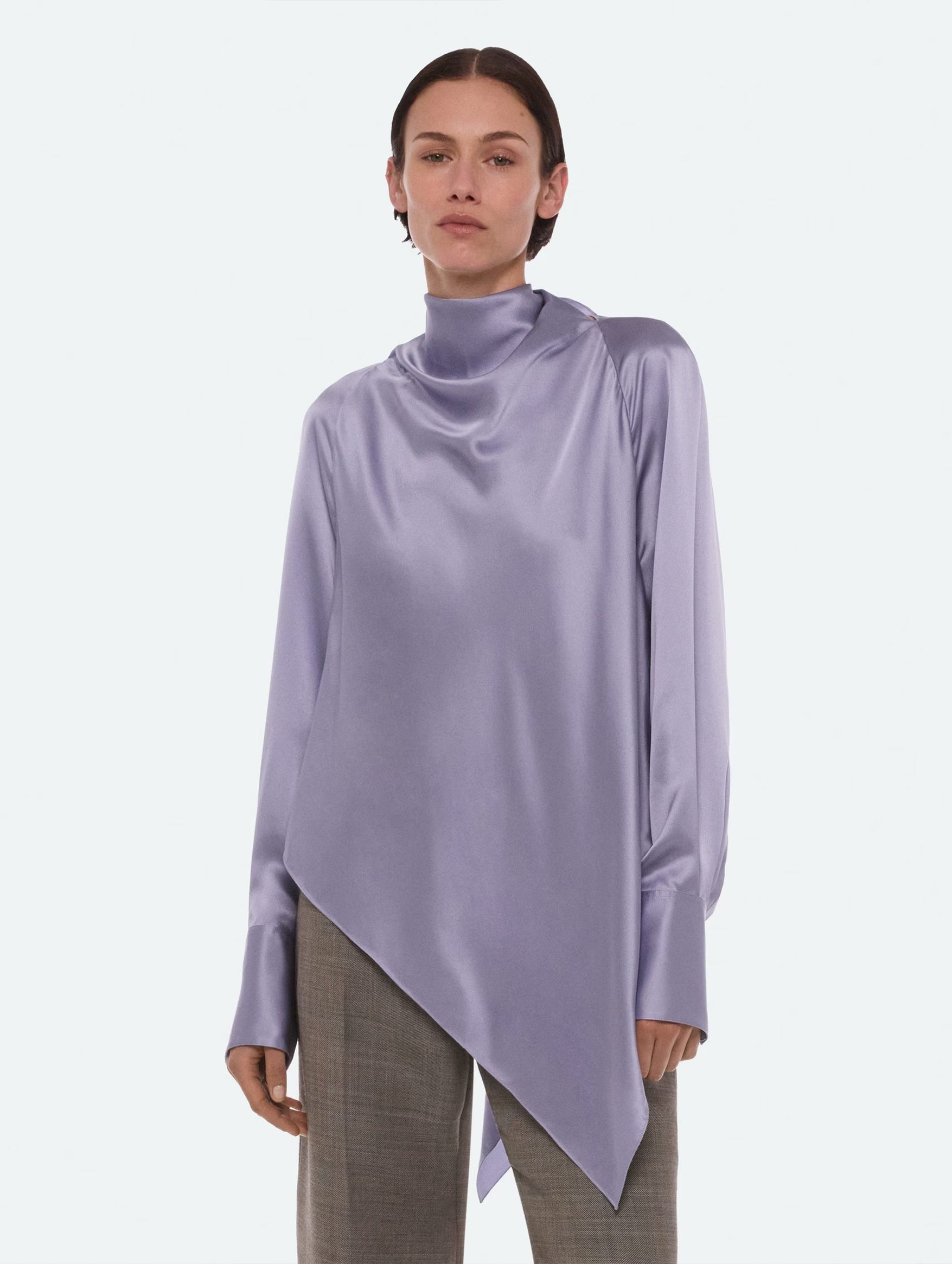 Silk Tie Neck Top in Aleutian