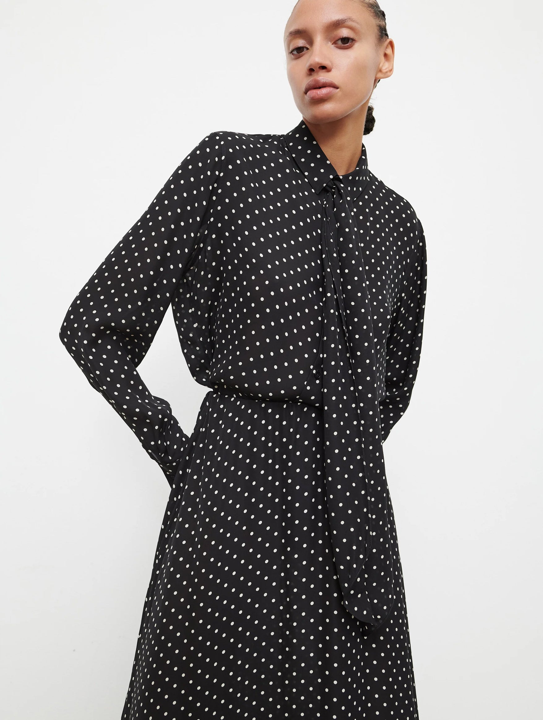 Silk Blouse in Black Polka Dot