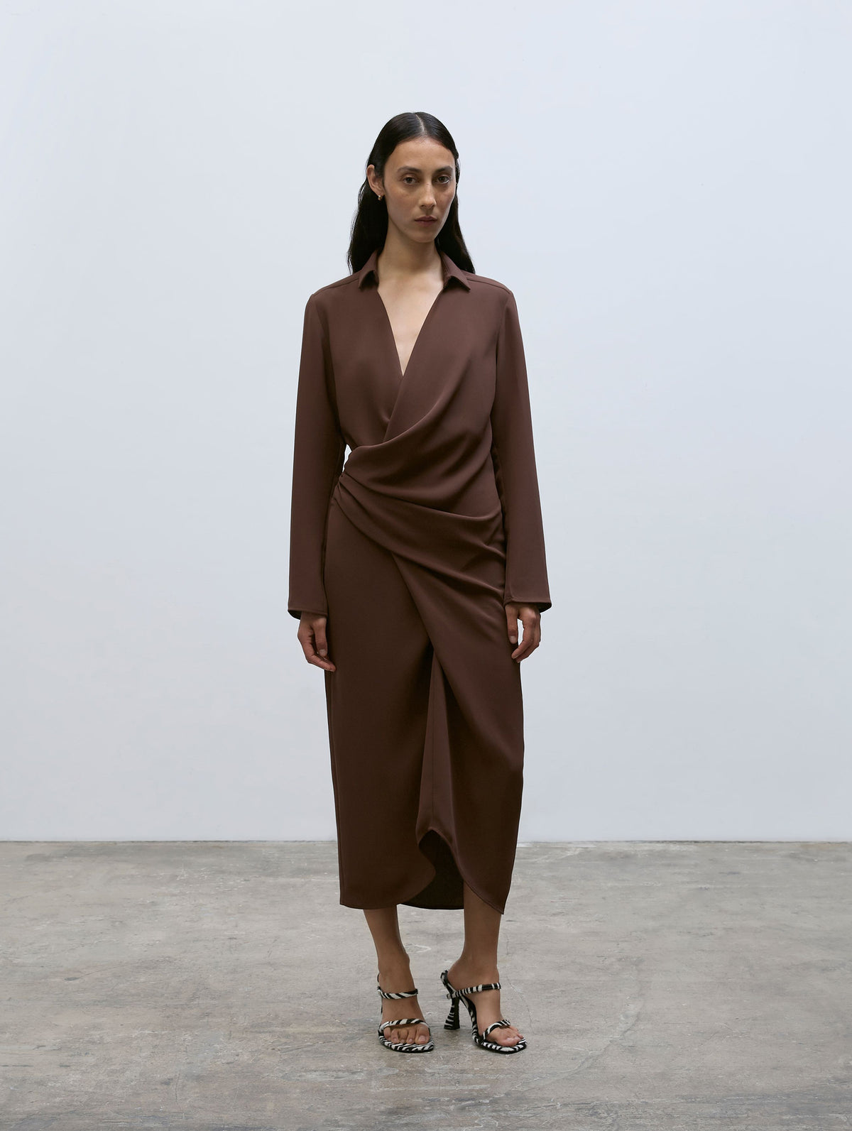 Simone Shirt Dress in Chocolate