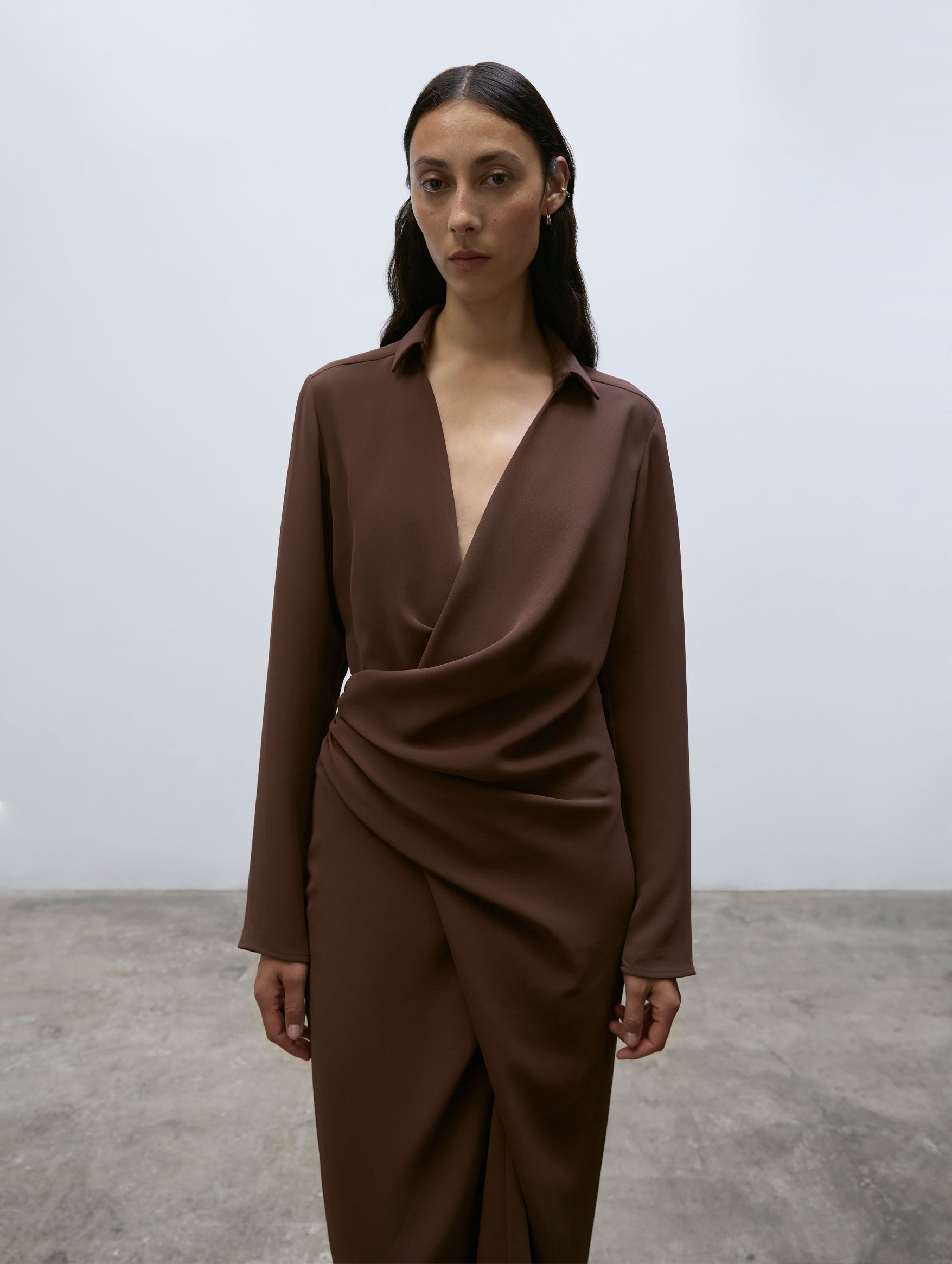 Simone Shirt Dress in Chocolate