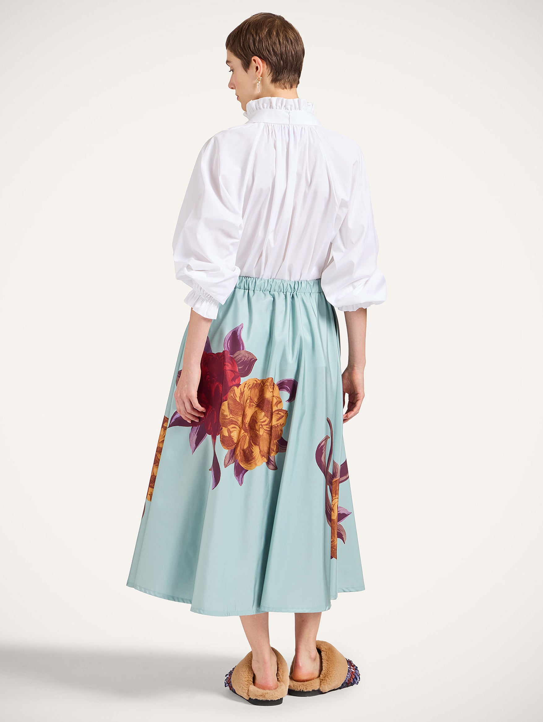 Drawstring Skirt in Peony Placée