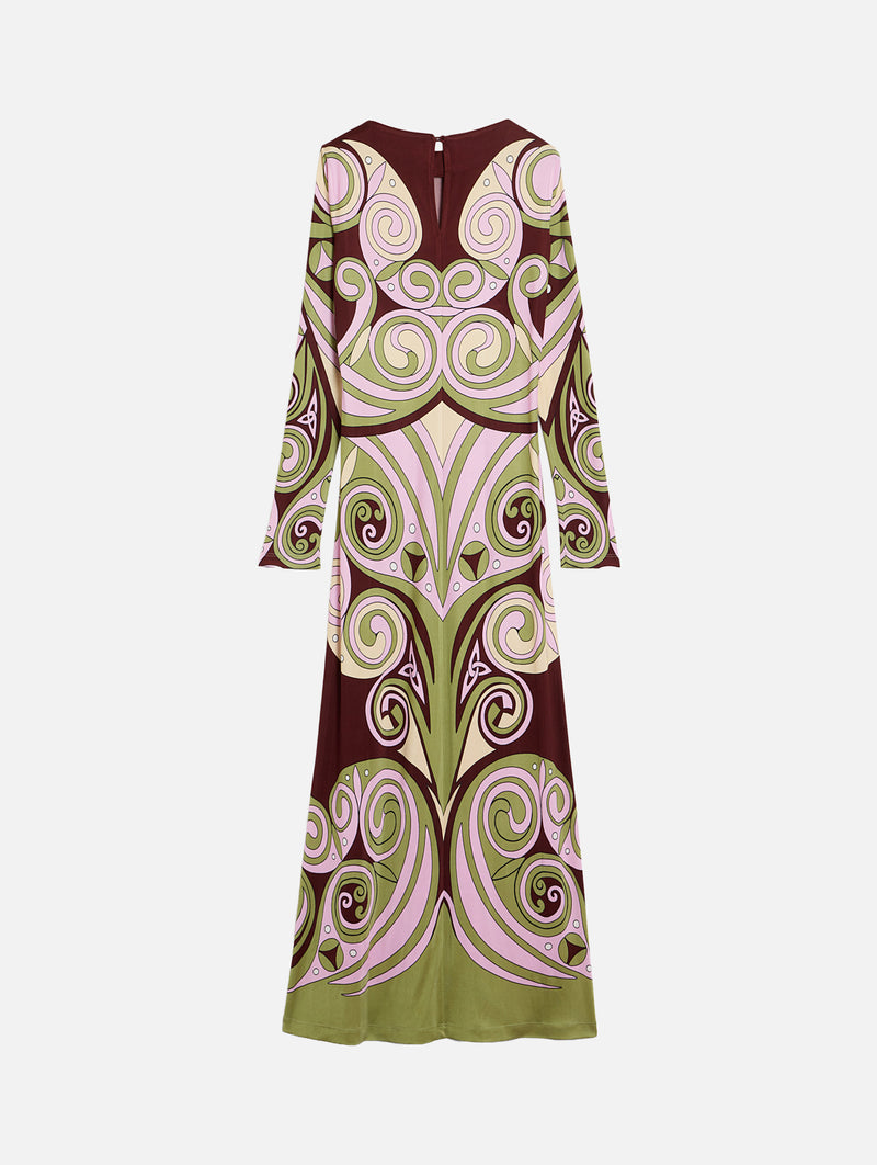Slinky Swing Dress in Kells Swirl Placée Burgundy