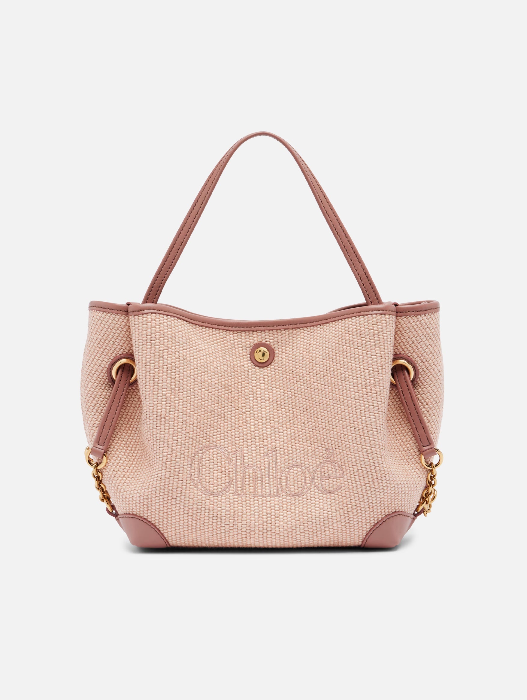 Small Chloé Clover Double Carry Bag in Blush Canvas