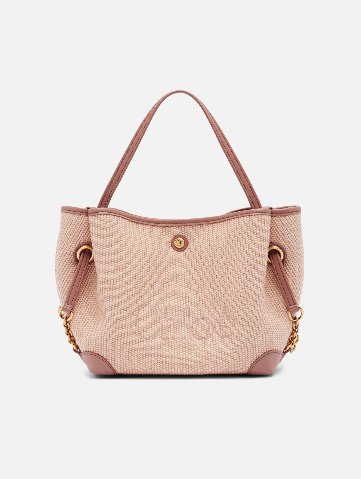 Small Chloé Clover Double Carry Bag in Blush Canvas