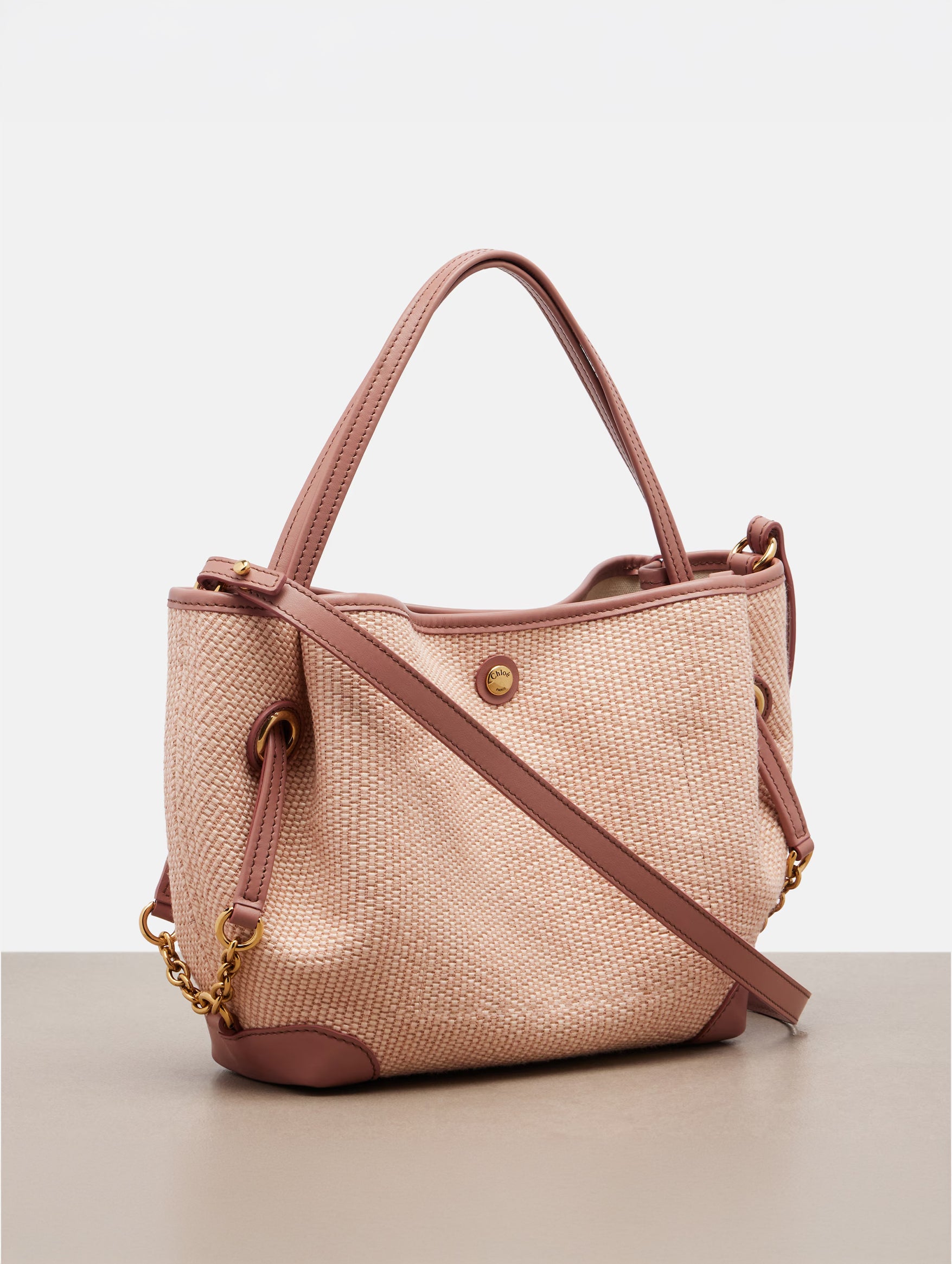 Small Chloé Clover Double Carry Bag in Blush Canvas