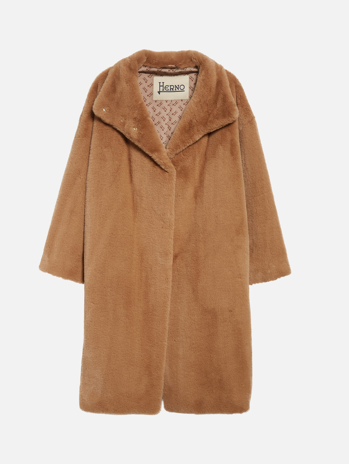 Soft Alternative Fur Coat in Camel