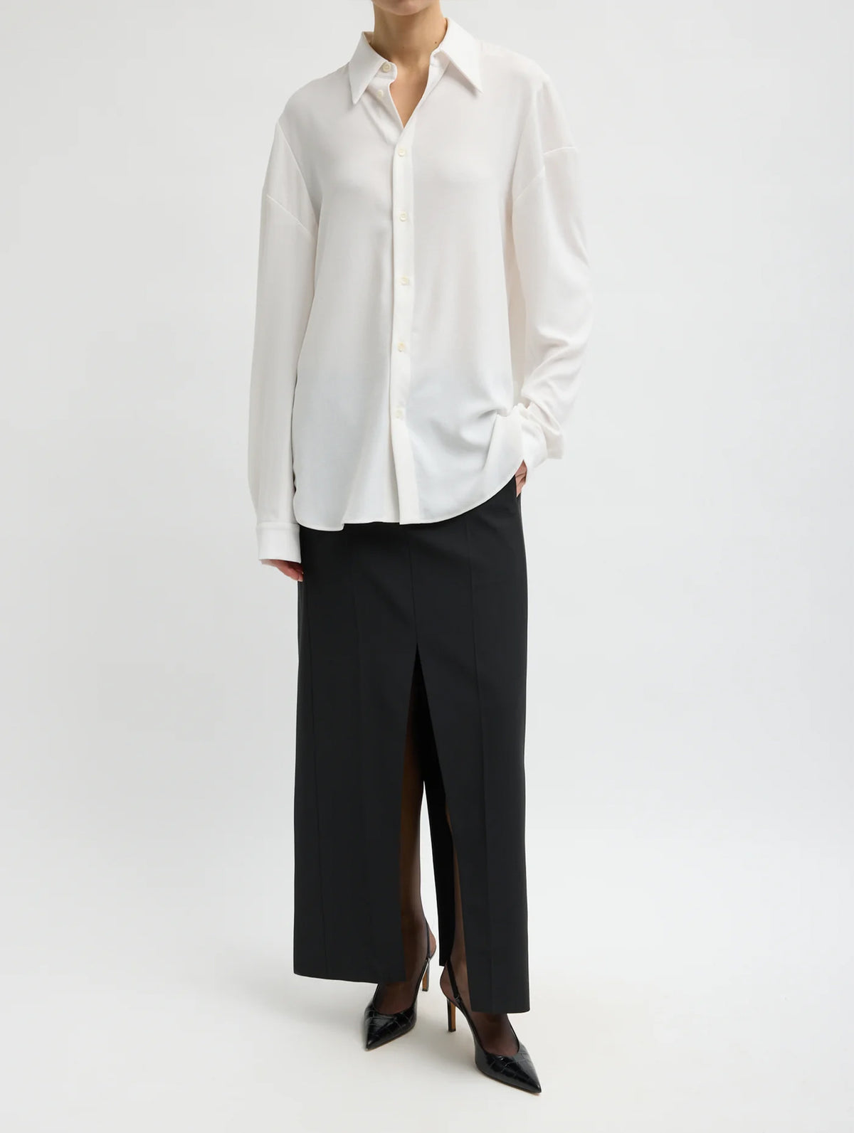 Soft Drape Hinged Shirt in Ivory
