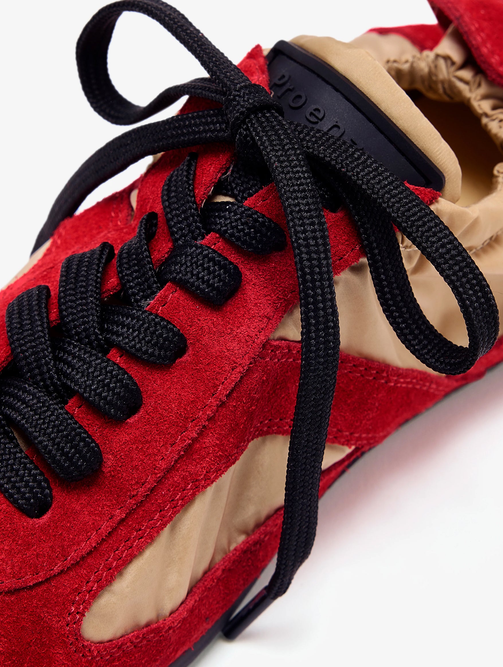 Soft Track Sneakers in Nylon Calfsuede Red