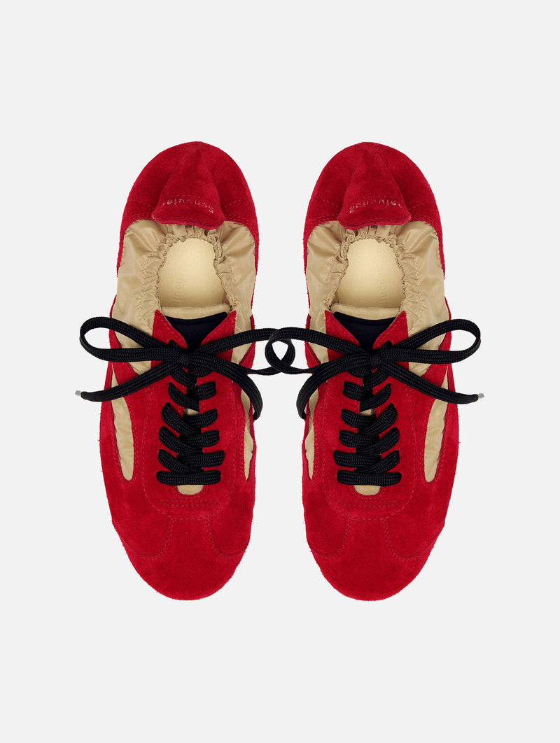 Soft Track Sneakers in Nylon Calfsuede Red