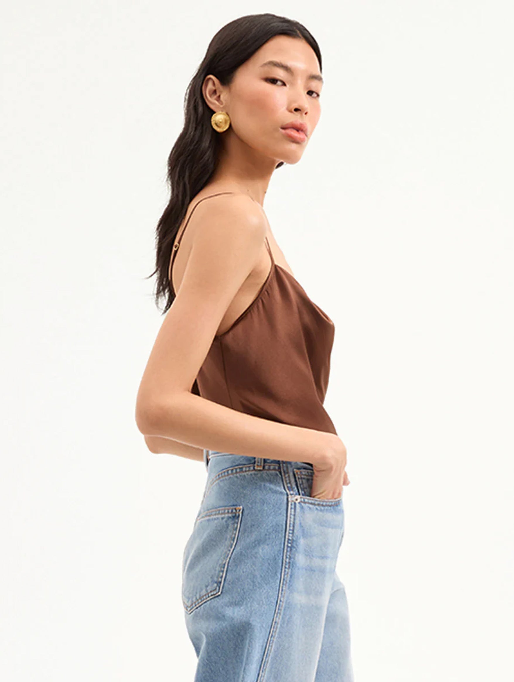 Sola Silk Tank Top in Light Chicory