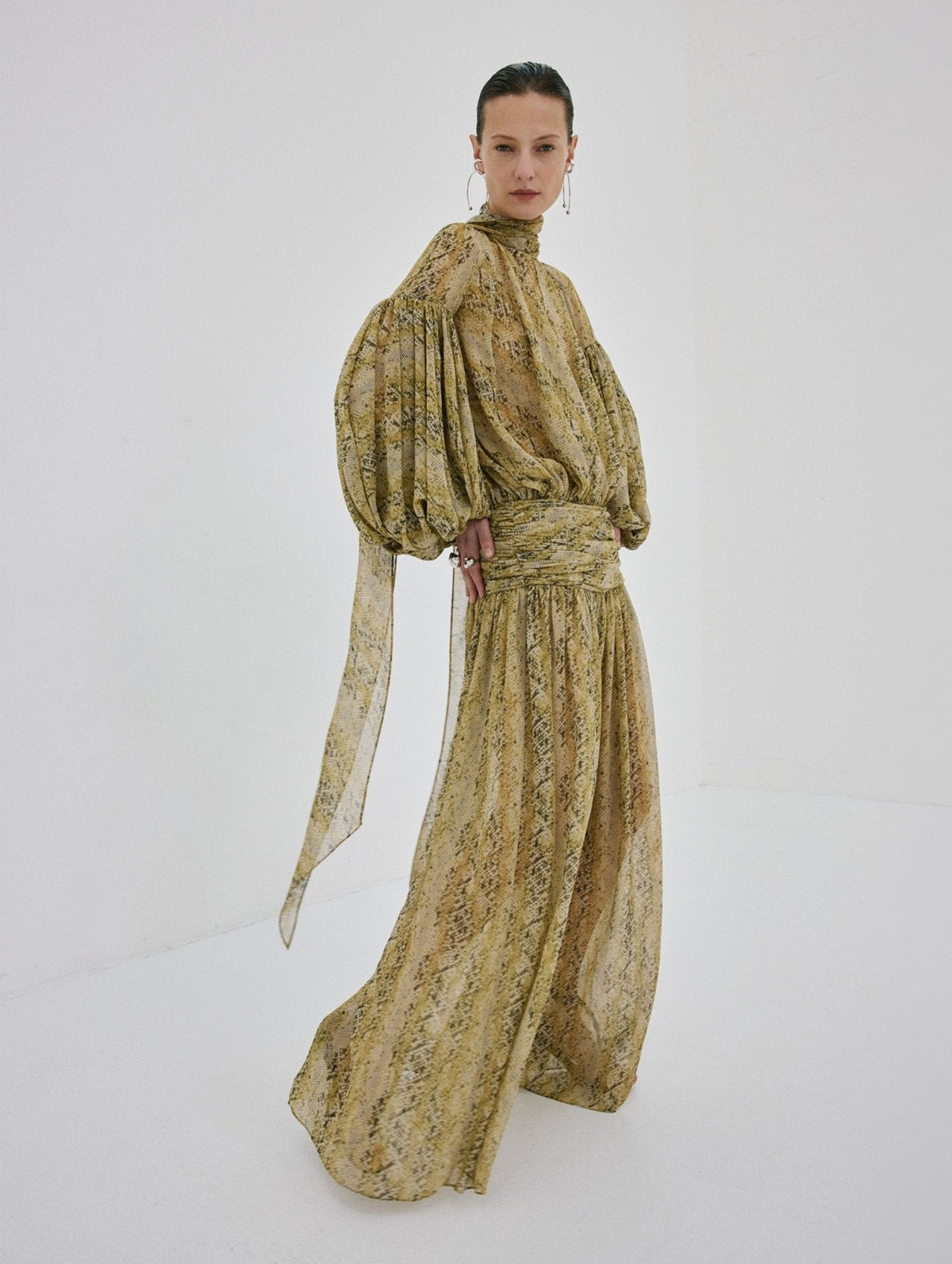 Solana Maxi Dress in Serpiente Yellow