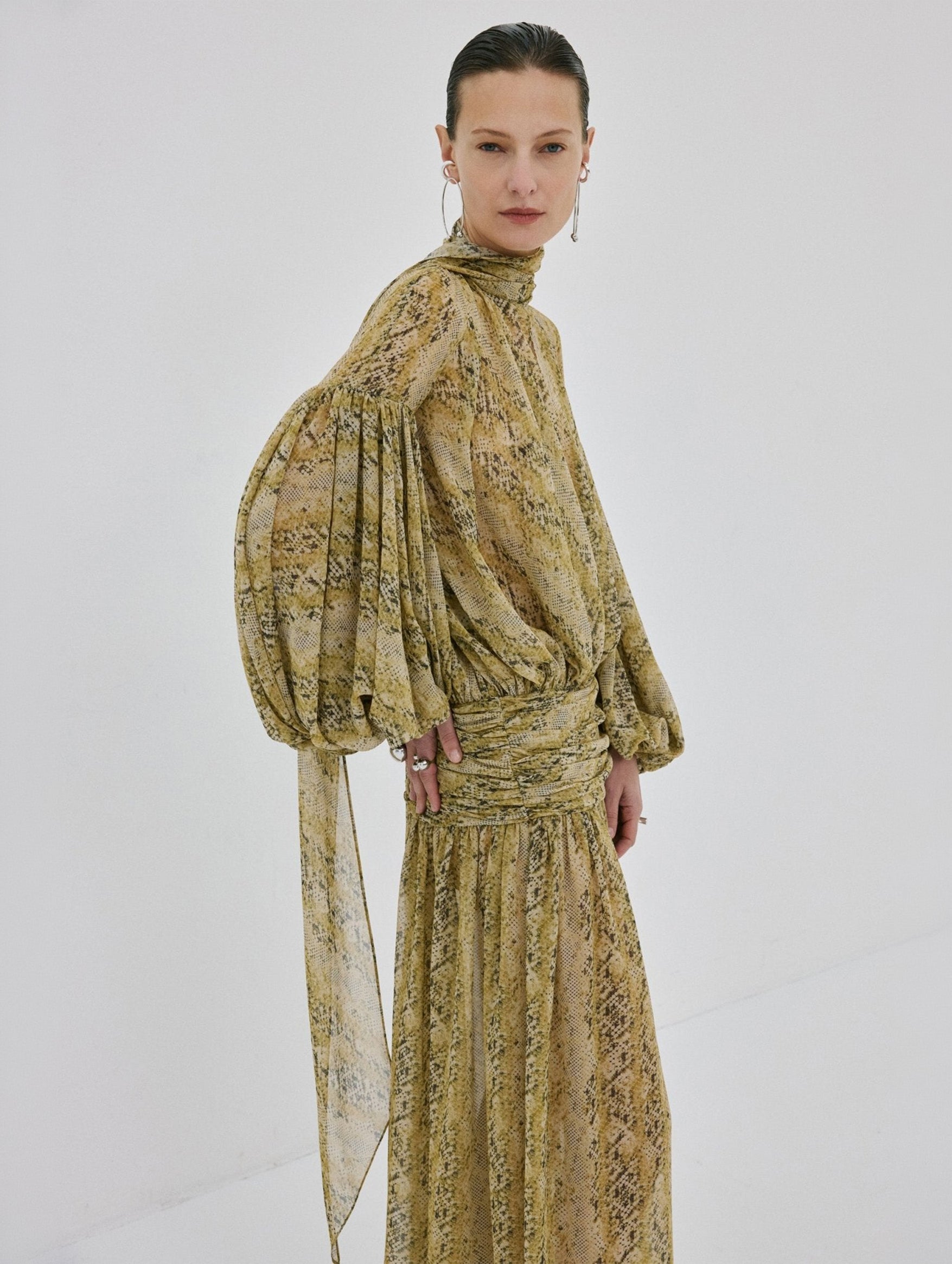 Solana Maxi Dress in Serpiente Yellow