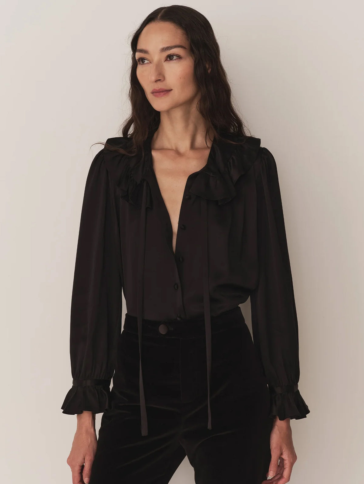 Solange Silk Top in Black