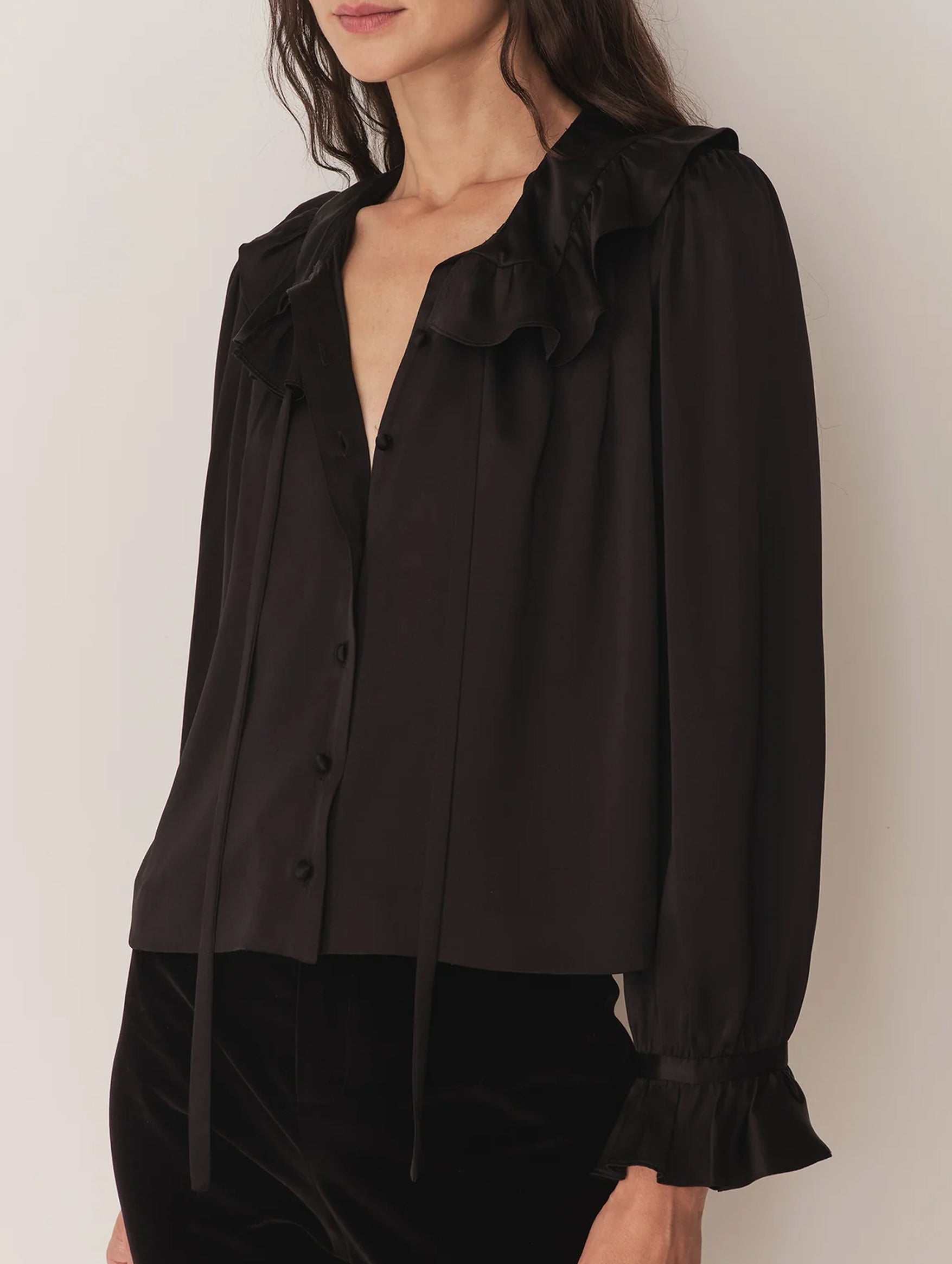 Solange Silk Top in Black