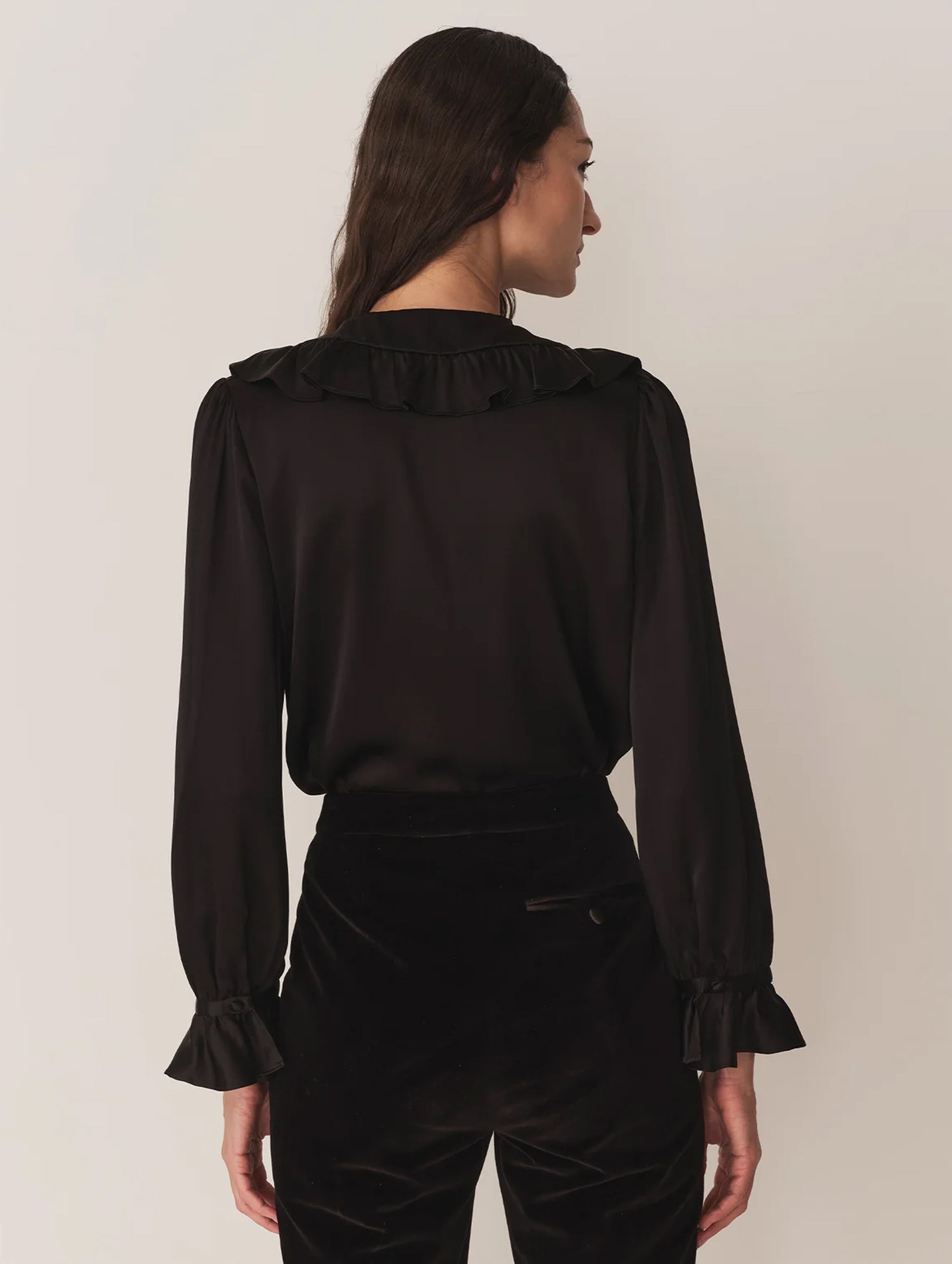 Solange Silk Top in Black