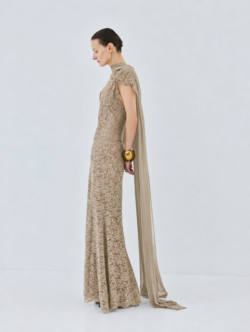 Solina Maxi Dress in Truffle Brown
