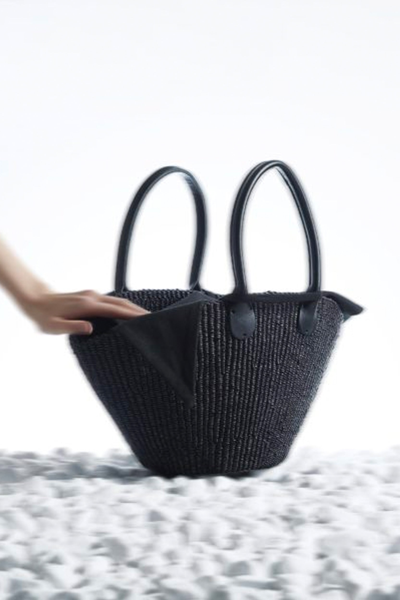 Sophia Straw Bag in Black