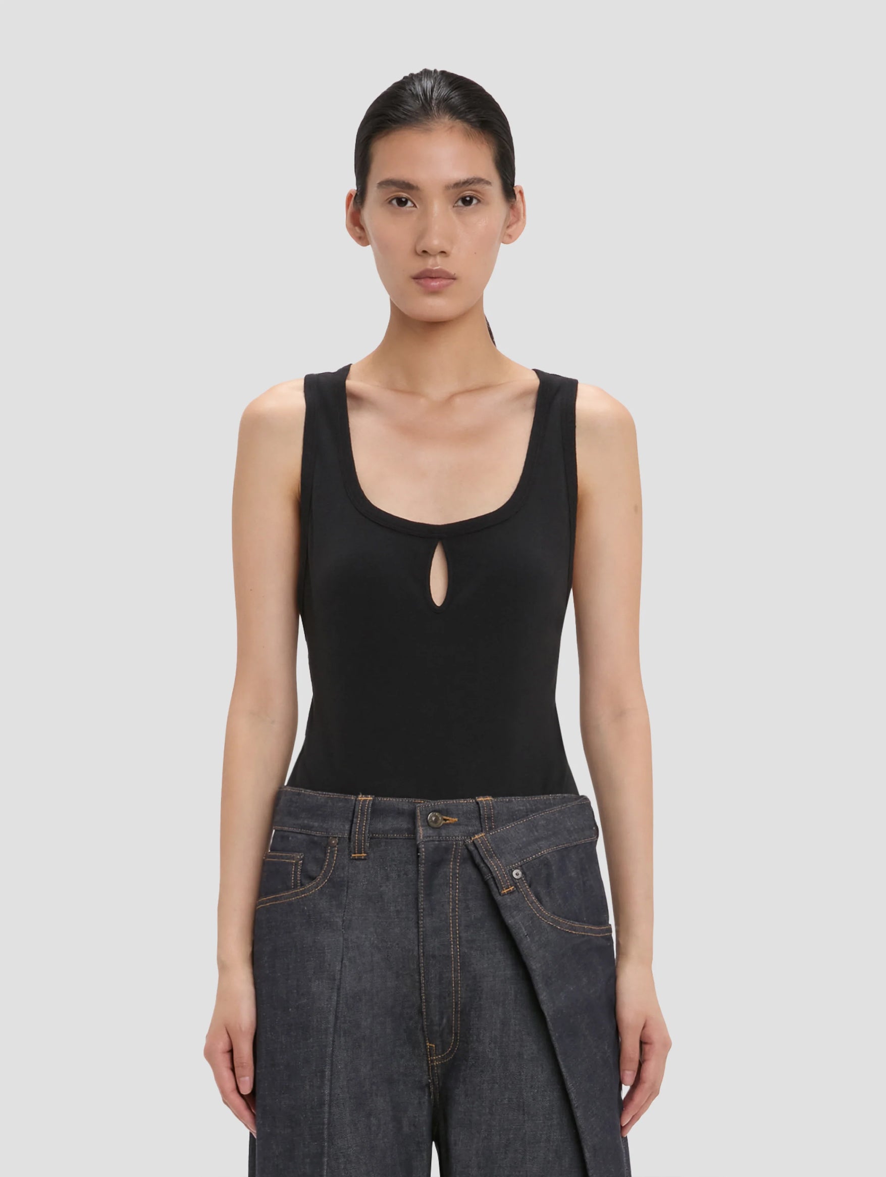 Split Tank Top in Black