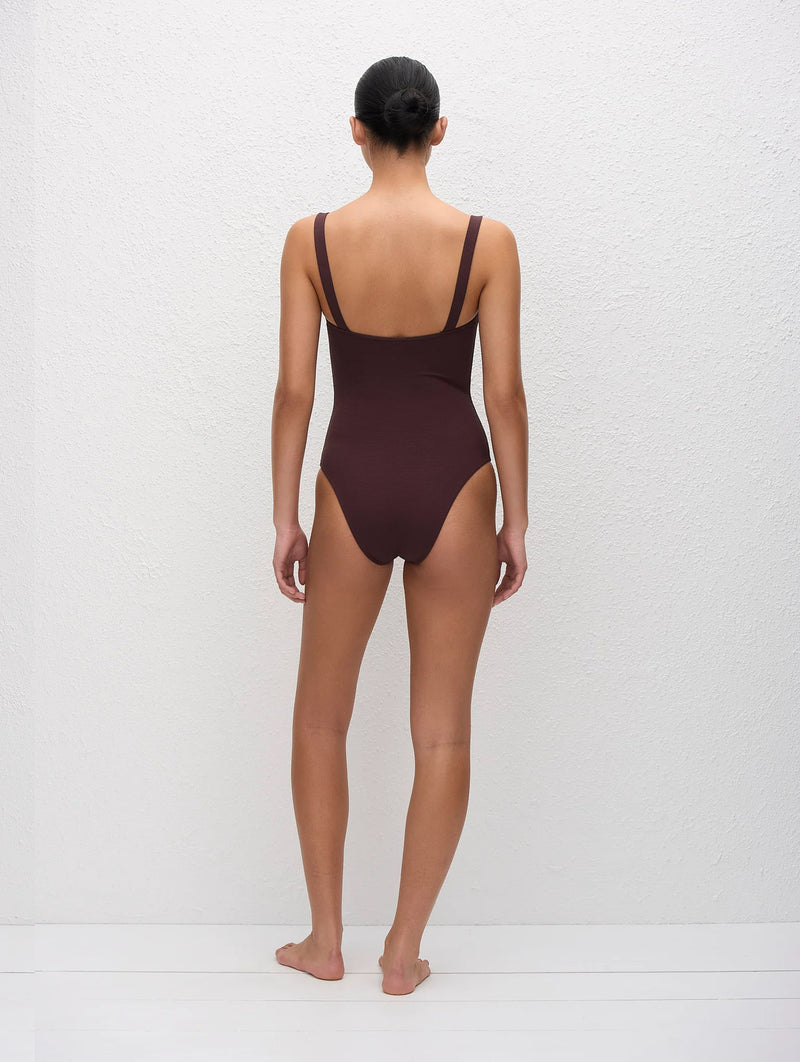 Square Maillot in Aubergine Crinkle